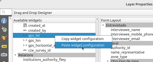 Copy and paste context menu